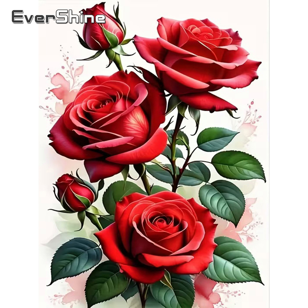 Resin Art With Rose - Evershine Diamant-Mosaik Blumen-Kreuzstich-Kunstgemälde Rosenmuster für Erwachsene