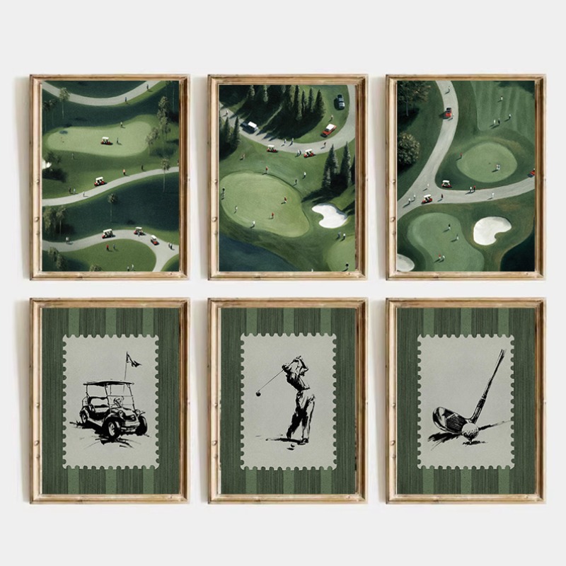 Resin Art Course - Vintage Golfplatz-Poster Retro Abstrakt Minimalistisch Sport