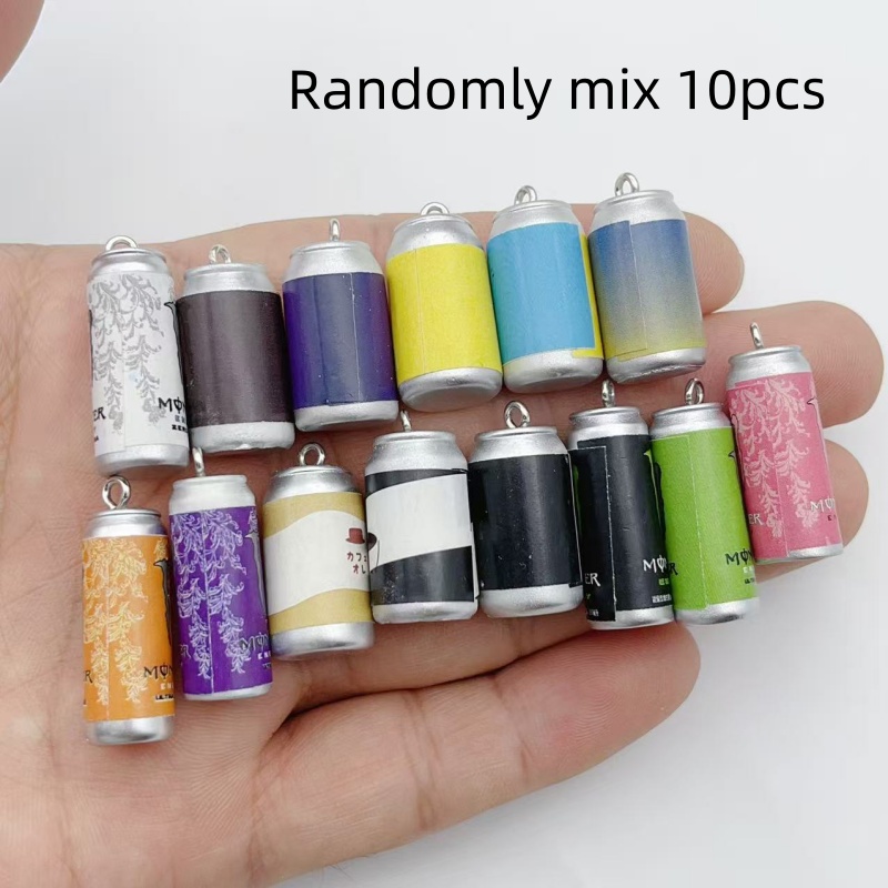Resin Art Pendant - 10 Stück Mini-Simulations-Getränkedosen-Harzanhänger, bunte Nachbildungen von