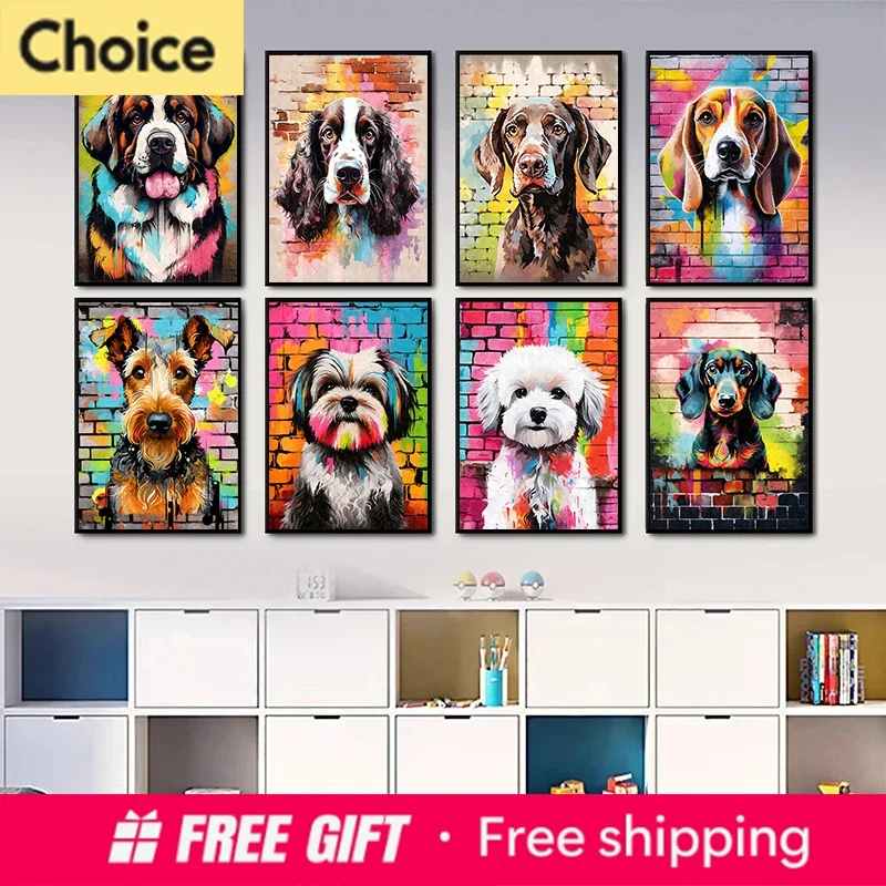 Resin Art Aesthetic - Niedliche Haustier-Hunde Graffiti-Poster-Drucke Ästhetische Dackel-Beagle-Porträts Wandkunst