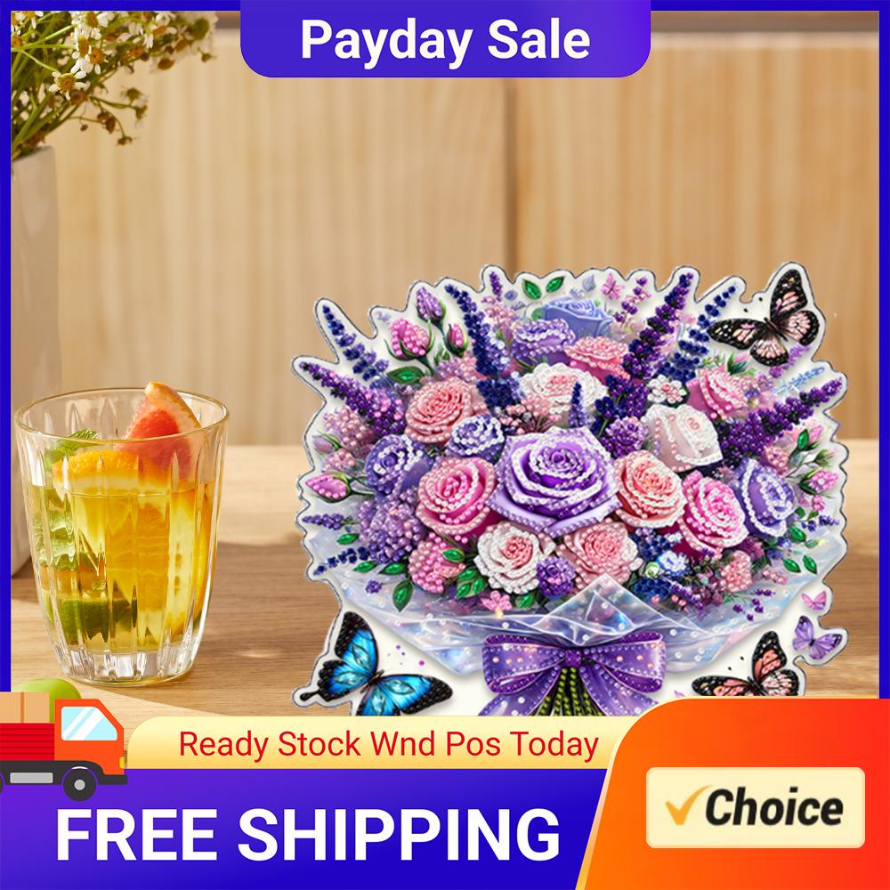 Resin Art Table Top - Blumen DIY 2D Flache Acryl-Diamantmalerei Tischdekoration