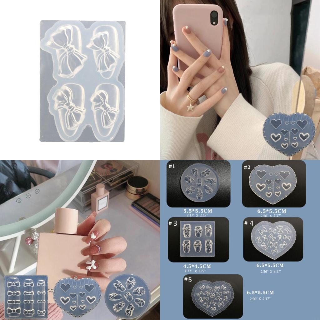 Resin Art Templates Free - Silikon-Nagelschnitz-Gussform, Maniküre-Werkzeuge, 3D-Miniatur-Bowknot-Form, Nagelprägewerkzeug für Frauen