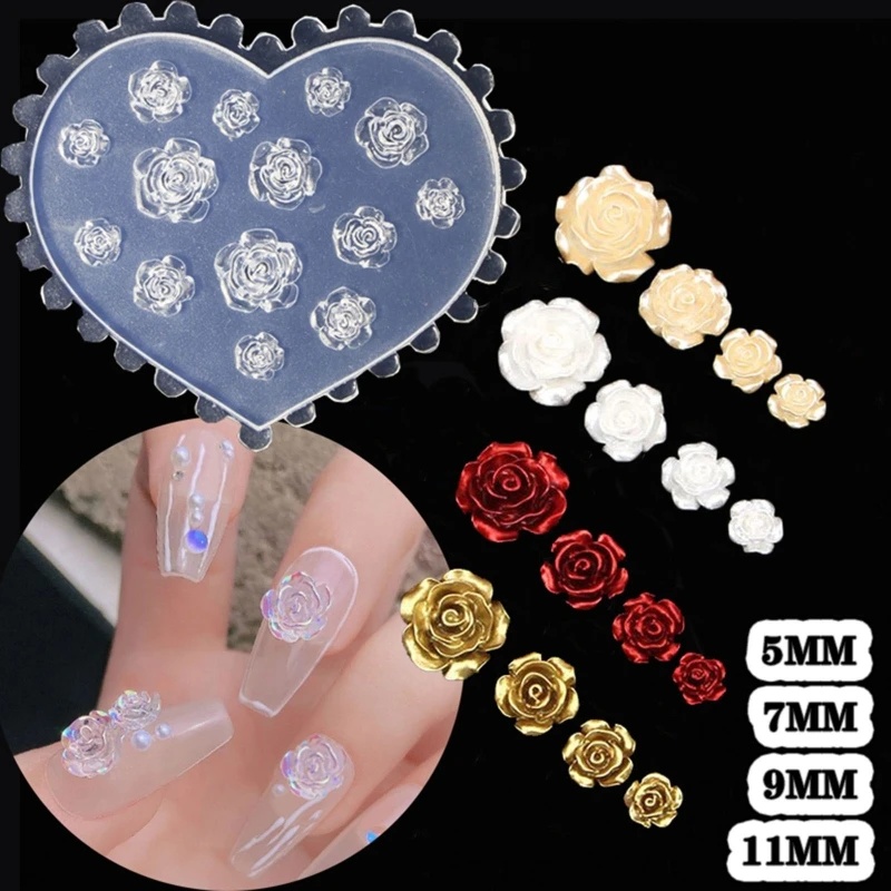 Resin Art With Rose - 3D Rosenblüten Nagelkunst-Dekorationen Epoxidharz-Form Nagelornamente Silikonform