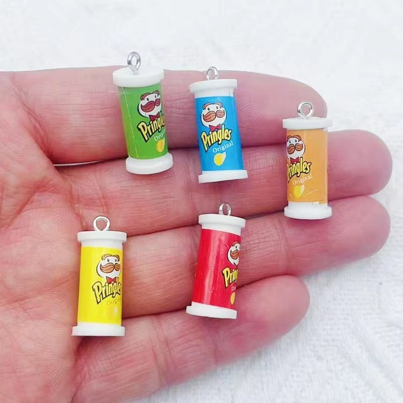 Resin Art Pendant - 10 Stück Simulierte 3D-Eimerförmige Kartoffelchips-Anhänger aus