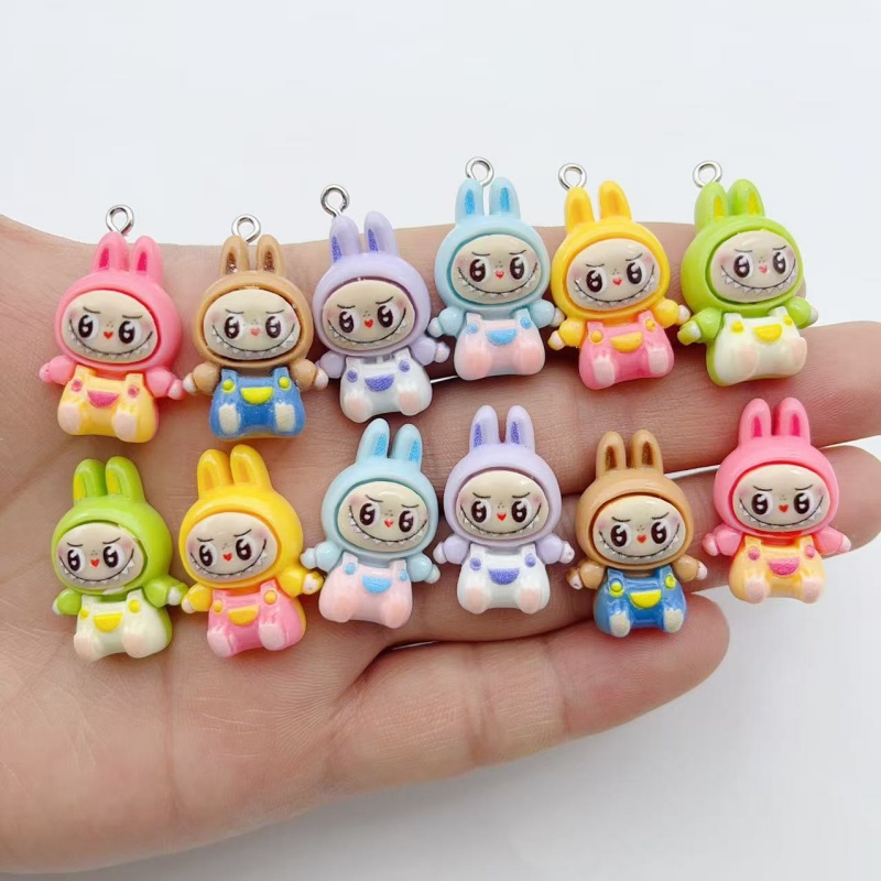 Resin Art Pendant - 10 Stück Kawaii Hasen-Erdbeerhaus Harz-Anhänger, Niedliche