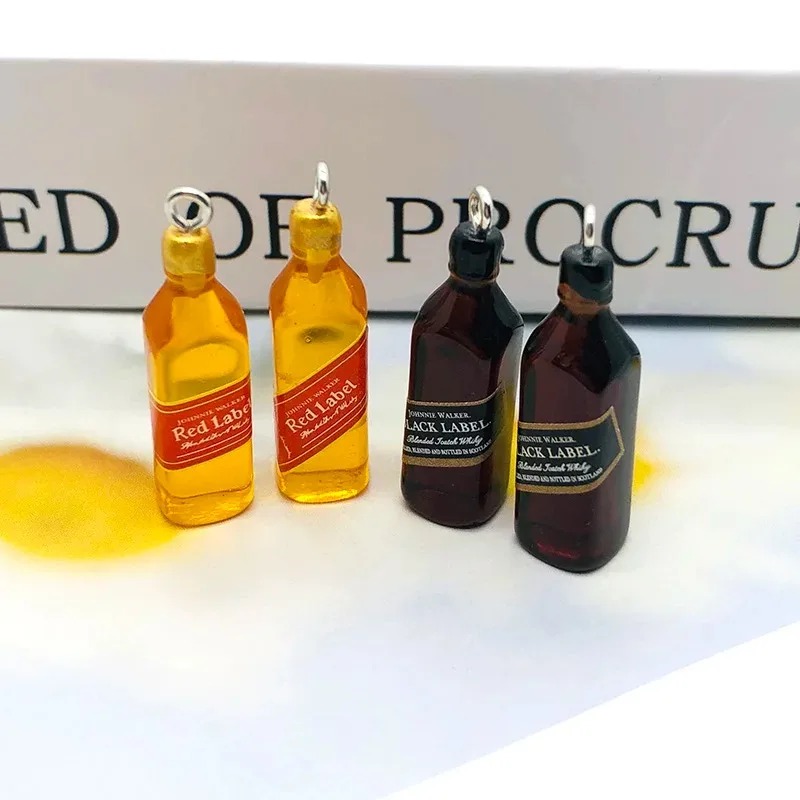 Resin Art Bottle - 10 Stück kleine Weinbar-Flaschen-Harzanhänger, DIY-Ohrring-Zubehör, Mini-Anhänger