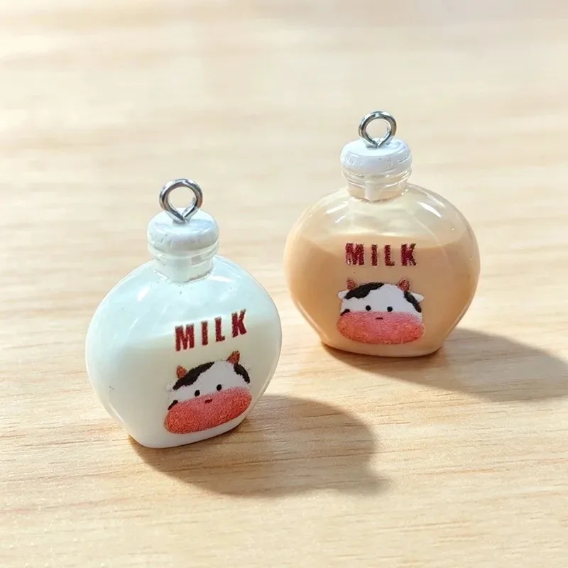 Resin Art Bottle - 10 Stück Niedliche Kleine Kuhmilchflaschen-Harzanhänger, Simulierte