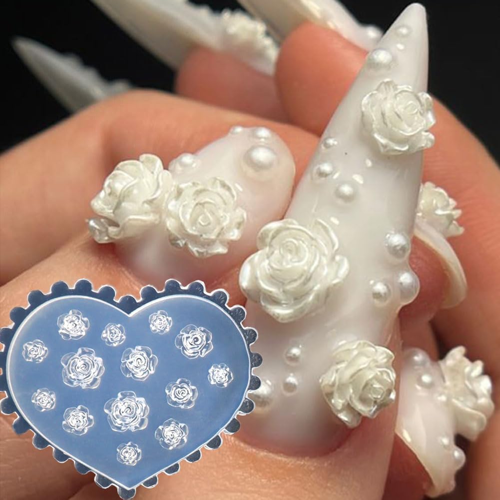 Resin Art Templates Free - 3D-Blumen-Nagelformen aus Silikon, Rosen- und Kamelien-Blumen-Nagelcharms,