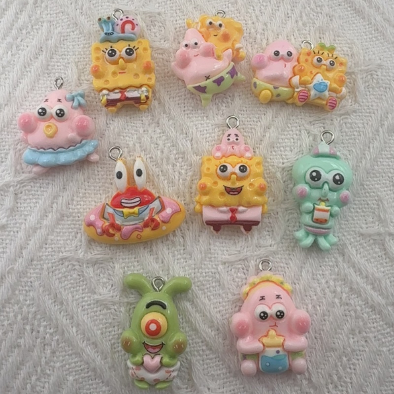 Resin Art Pendant - 10 Stück Cartoon-Harzanhänger, DIY-Schmuckherstellung, Ohrringe, Schlüsselanhänger-Zubehör