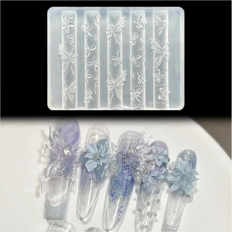 Resin Art Templates Free - 3D Schmetterling Blume Gel Nail Art