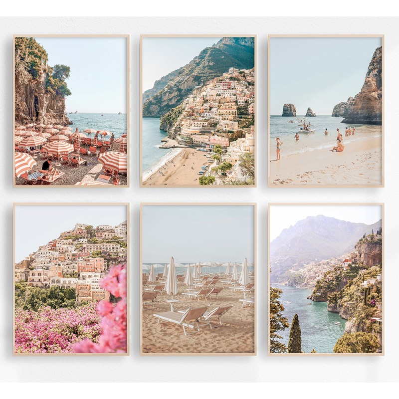 Resin Art Aesthetic - Amalfi-Küsten-Landschaftsposter Italien Positano Strand Fotografie Diamantmalerei