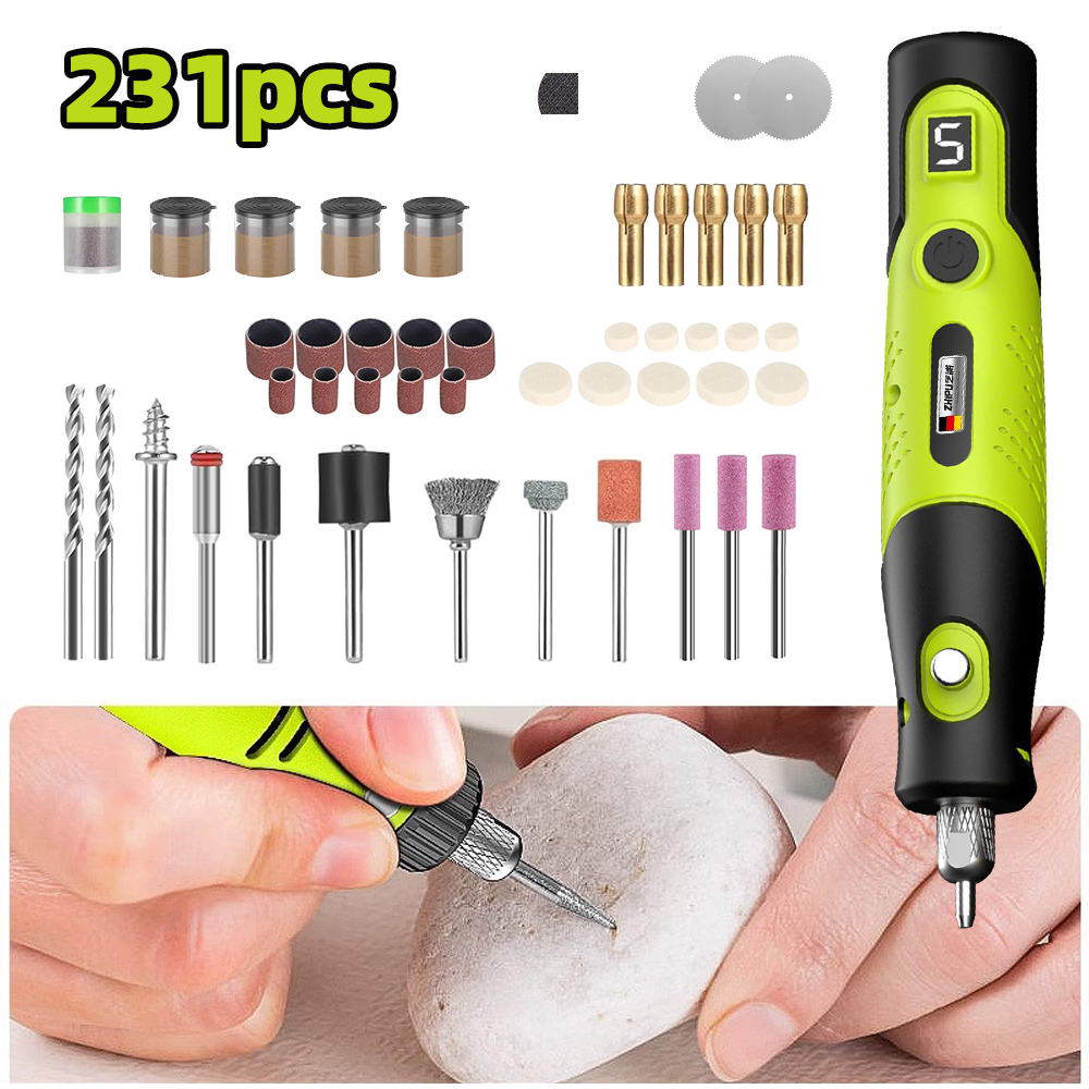 Resin Art Drill Machine - Kabelloses Mini-Rotationswerkzeug-Set mit 231 Zubehörteilen, 5