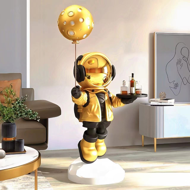 Resin Art Floor - Große Kreative Astronauten-Bodendekoration, Smarte Wohndekorationen, Bluetooth-Lautsprecherfunktionen