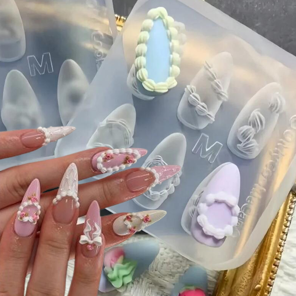 1pc 3D Französisch Creme Nail  – Resin Art Templates Free Bewertung und Preis