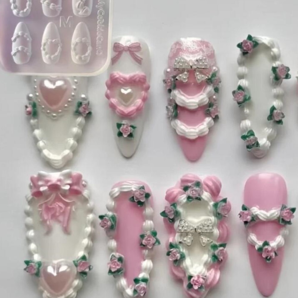 1pc 3D Französisch Creme Nail  – Resin Art Templates Free Bewertung und Preis