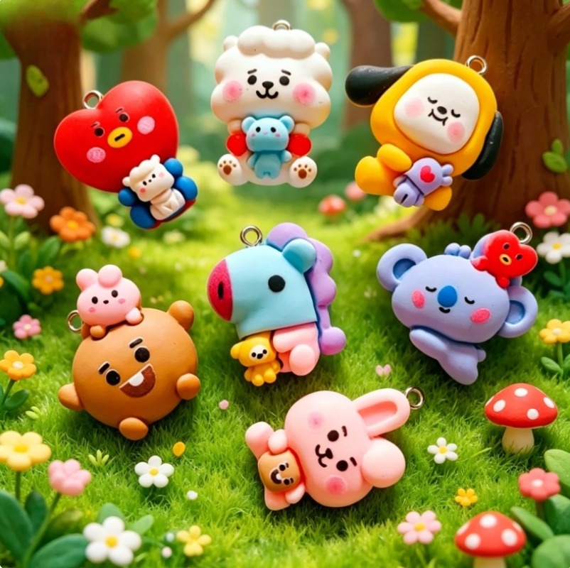 7 Stück BT21 Harz-Cartoon-Anhä – Resin Art Pendant Bewertung und Preis