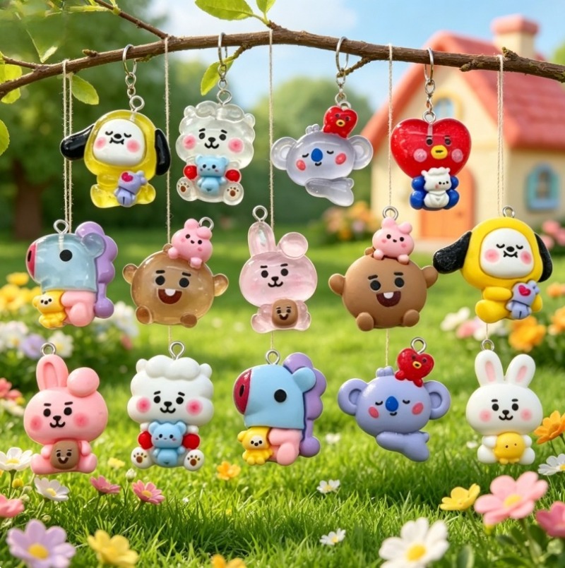 7 Stück BT21 Harz-Cartoon-Anhä – Resin Art Pendant Bewertung und Preis