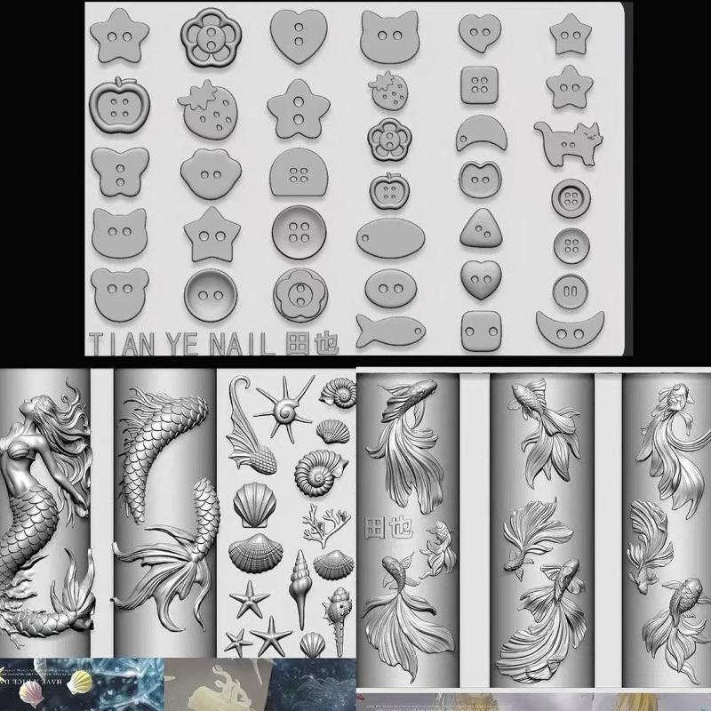 3D Weiche Silikon-Nagel-Schabl – Resin Art Templates Free Bewertung und Preis